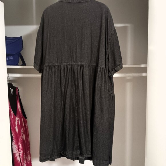 Dark Wash Denim Shirtdress - Button-Down & Short Sleeve - Picture 4 of 4